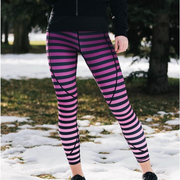 ZYIA Pants - Purple Ombre Stripe Pocket Light n Tight 7/8 Leggings ZYIA